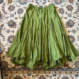 Vintage Acorn Vibrant Green A-Line Cottagecore Flowy Skirt